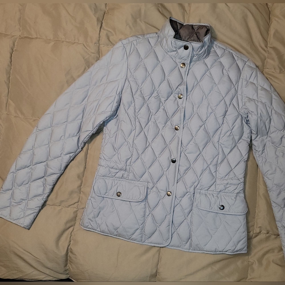 Eddie Bauer silver/gray quilted goose down Sz MT - Picture 16 of 16